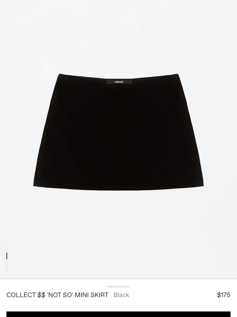 Tank Air Collect $$ Not So Mini Skirt in Black NWT